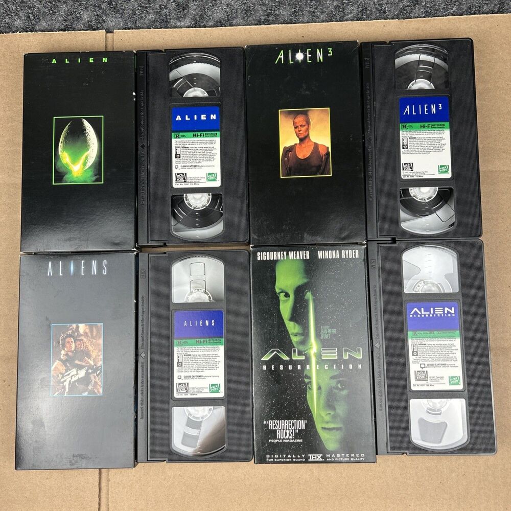 Vintage Alien VHS Tape Movie Lot 4 Resurrection Sigourney Weaver Horror Sci-Fi